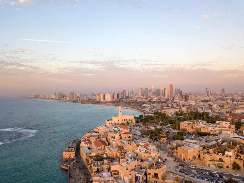 aerial view photography of city beside body of water